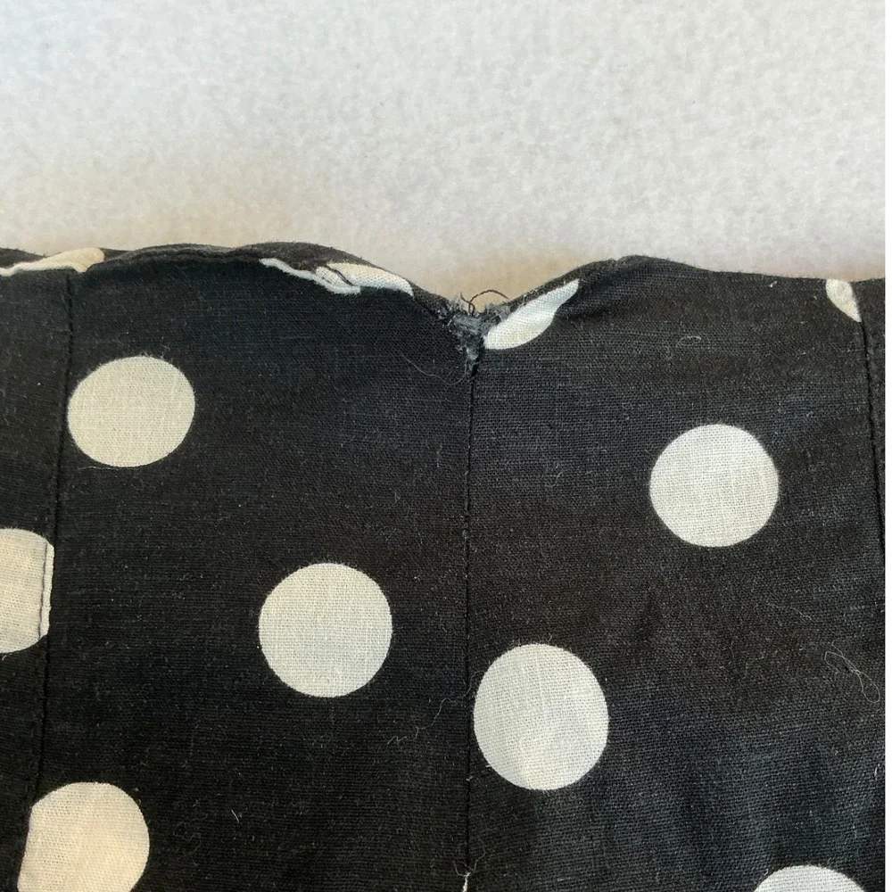 Zara Polka Dot Trousers Women XS Black White Linen Blend High‎ Rise Straight Leg